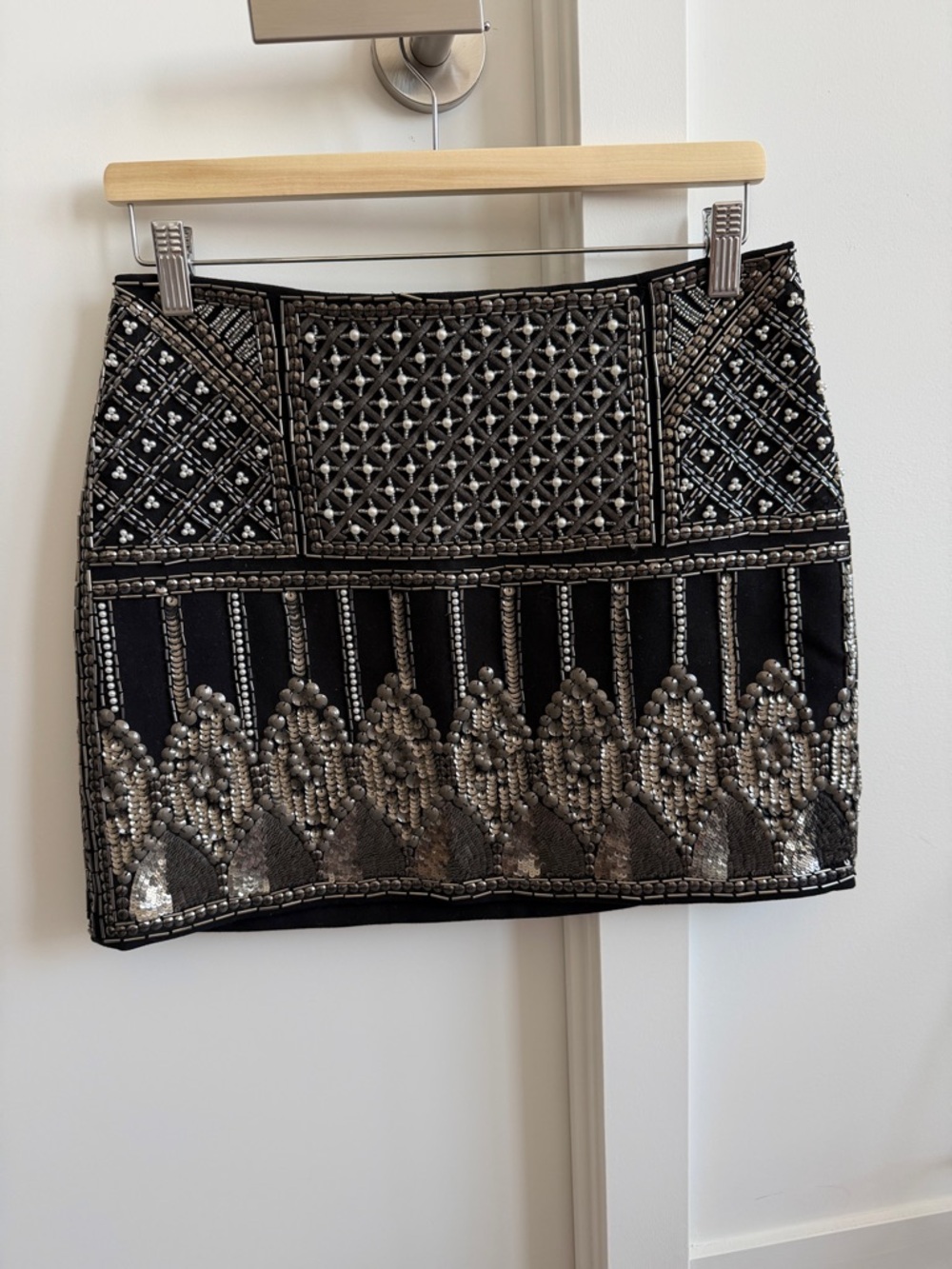 Embellished Black Beaded Mini Skirt
